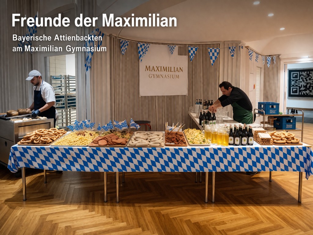 Collage: Snacks und Getränke in der Schulmensa, Kiosk-Sortiment und Häppchen für die Lehrerkonferenz – jeweils mit beschreibendem Text im Bild.